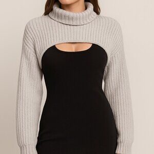 RtA Gray Knit Turtleneck Shrug Sweater NWT Sample Size Small
